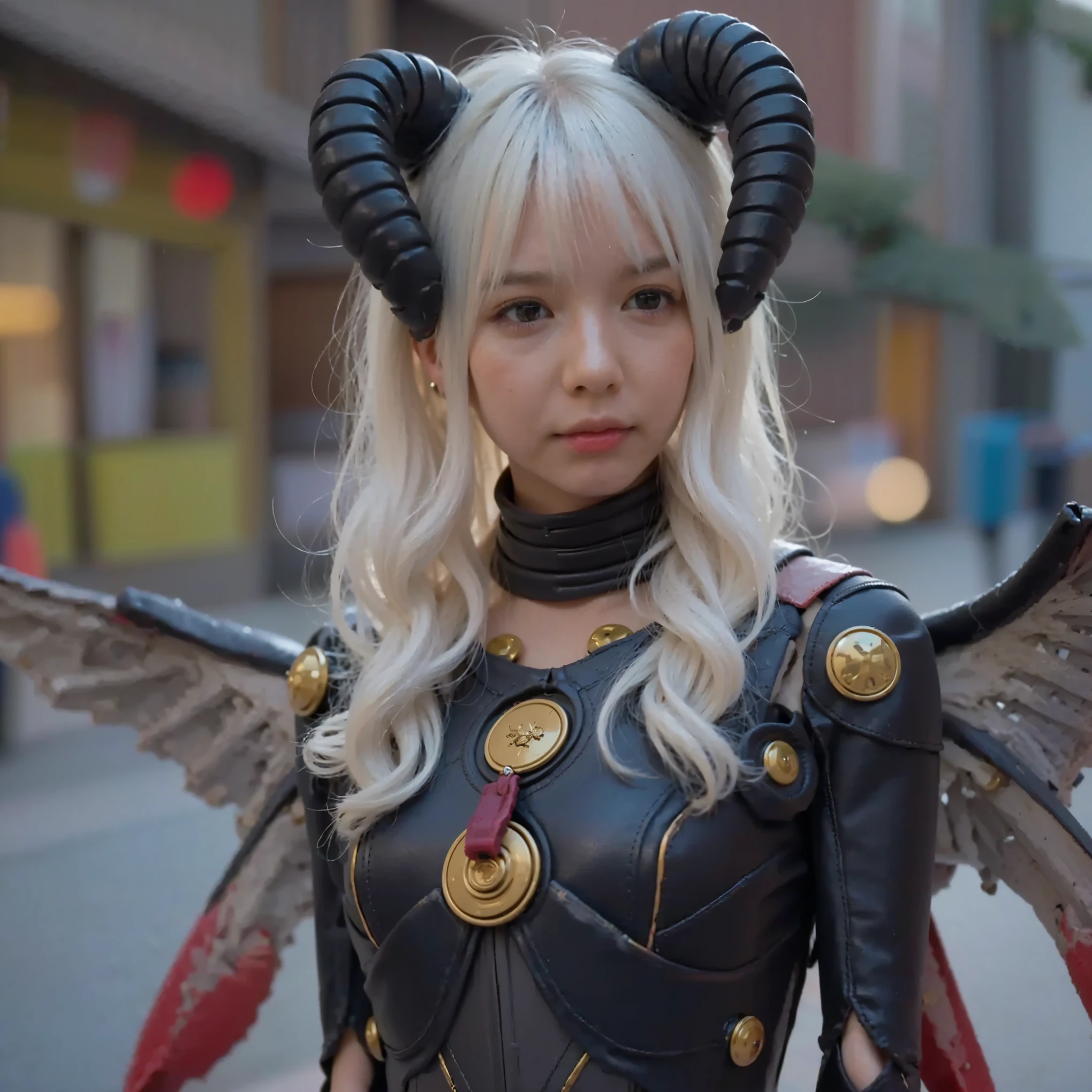 (Completely live action:1.37), (Amazingly realistic textures:1.37), (masterpiece, best quality:1.2), (8k uhd, 16k, 32k, ultra high res), amazingly realistic skin, amazingly realistic photo, superrealism, (photorealistic:1.37), (RAW photo), ultimately realistic, (ultimately realistic all details), (ultimately realistic all textures), super realistic lighting, super realistic shadow, (japanese girl:1.5), (realistic idol face), smiling, happy, super realistic face, ultimately realistic skin, ultimately realistic eyes, (mascara:1.35)ultimately realistic background, ultimately realistic detail up, (kkw-ph1:1.25), (Canon EOS R6, 85mm, 1/200s, f/5.6, ISO 1600), (tattoo), (mechanical armor:1.37), (blue eyes:1.2), (silver hair:1.3), (tareme:1.5)