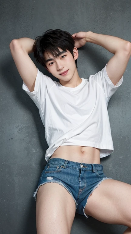 Japanese 18 year old boy
cute smile
Skin whitening
sexy eyes
The white t-shirt is very small
denim shorts
The crotch is bulging
Cross your arms behind your head
The shirt is turned over and I can see my belly button
The thigh is shown up to the knee