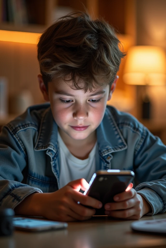 create or me consumed, distopian reality, a smartphone sucking in a boy, gently caresing, wrong advertisment