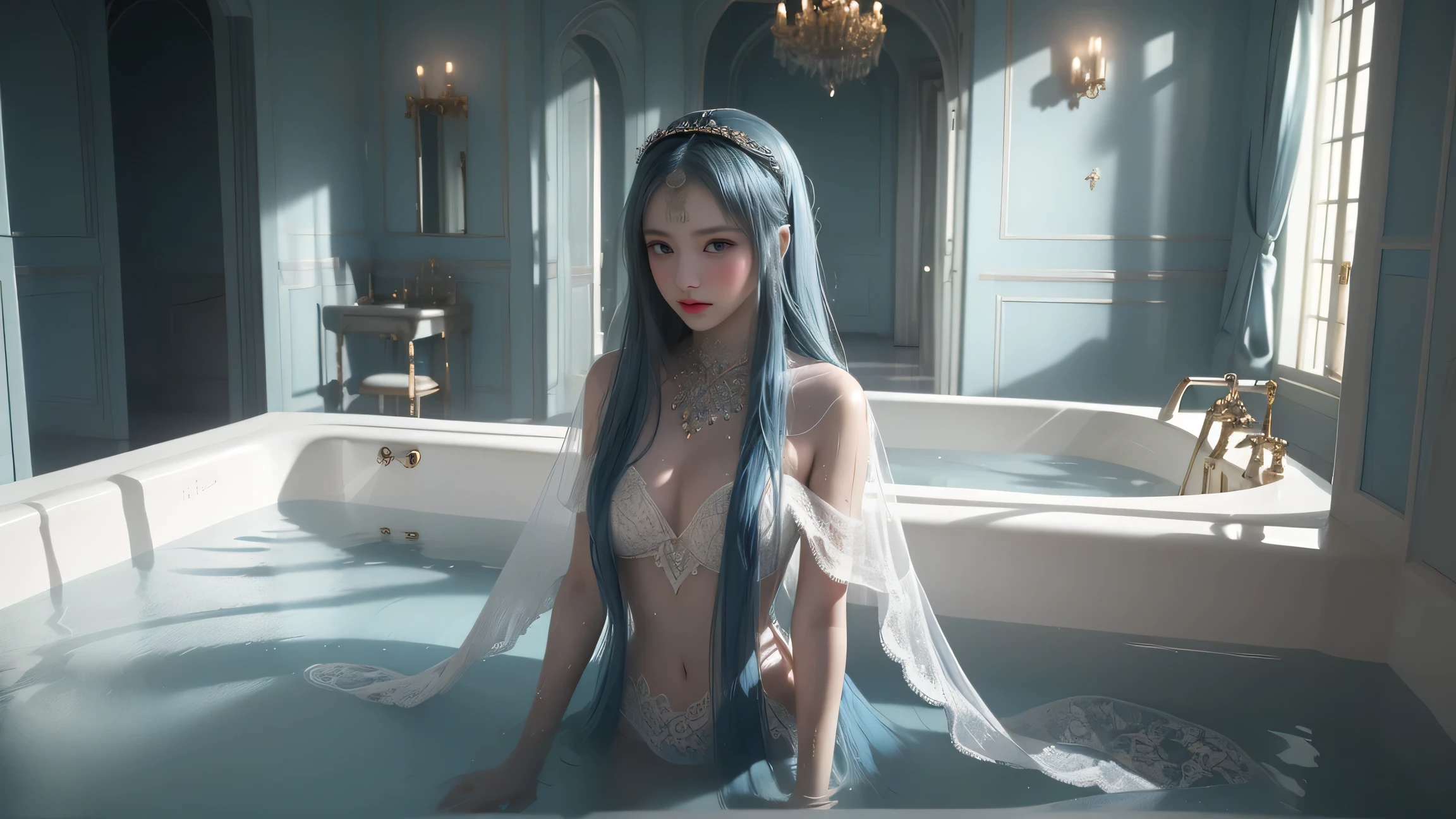 (piece of master), (alta qualidade), duas mulheres, (pele perfeita), perfectly proportions, wearing translucent, flowing robes, find yourself in a paradisiacal bar immersed in soft lights.-( garments: Suas roupas devem ser feitas de tecido leve (translucent), roupas de ninfa, deusas ninfas. ) (Poses: sentados um em frente ao outro, sentado em uma mesa de bar, copos e garrafas de vebida fina, vinho), (Ambiente: festivo, Friends Reunion, calm and peaceful) , (The lighting: luz espacial, luz colorida, ), (cena: the background of the scene shows outer space, estrelas pontilhadas, apenas colunas, sem paredes.)
