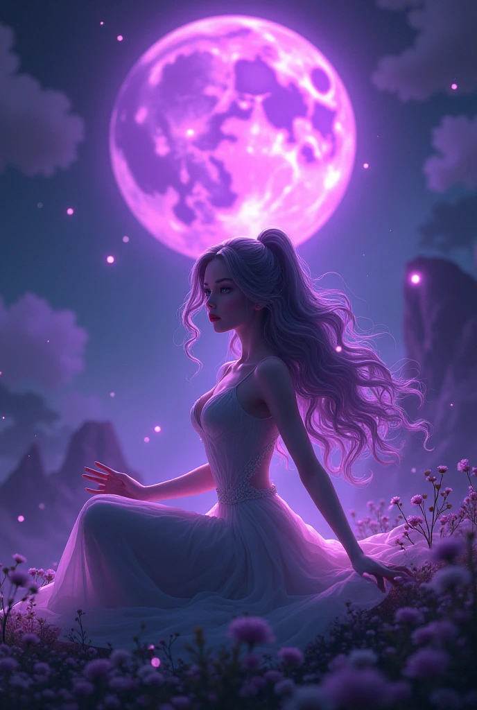 a picture of an exquisite beautiful female fairy standing under the starry night sky at the forest, dynamic angle (ultra detailed, Masterpiece, best quality), ultra detailed face (ultra detailed, Masterpiece, best quality), ultra feminine, fare skin, azure hair, wavy hair, dynamic eyes color, glowing eyes, intense eyes, red lips, wearing white dress, elegant silk dress (ultra detailed, Masterpiece, best quality), butterfly wings (ultra detailed, Masterpiece, best quality), wearing high heeled boots, sky full of stars background, moon, beat details, best quality, 8k, [ultra detailed], masterpiece, best quality, (ultra detailed), full body, ultra wide shot, photorealism, fantasy art,  Larry Elmore style,