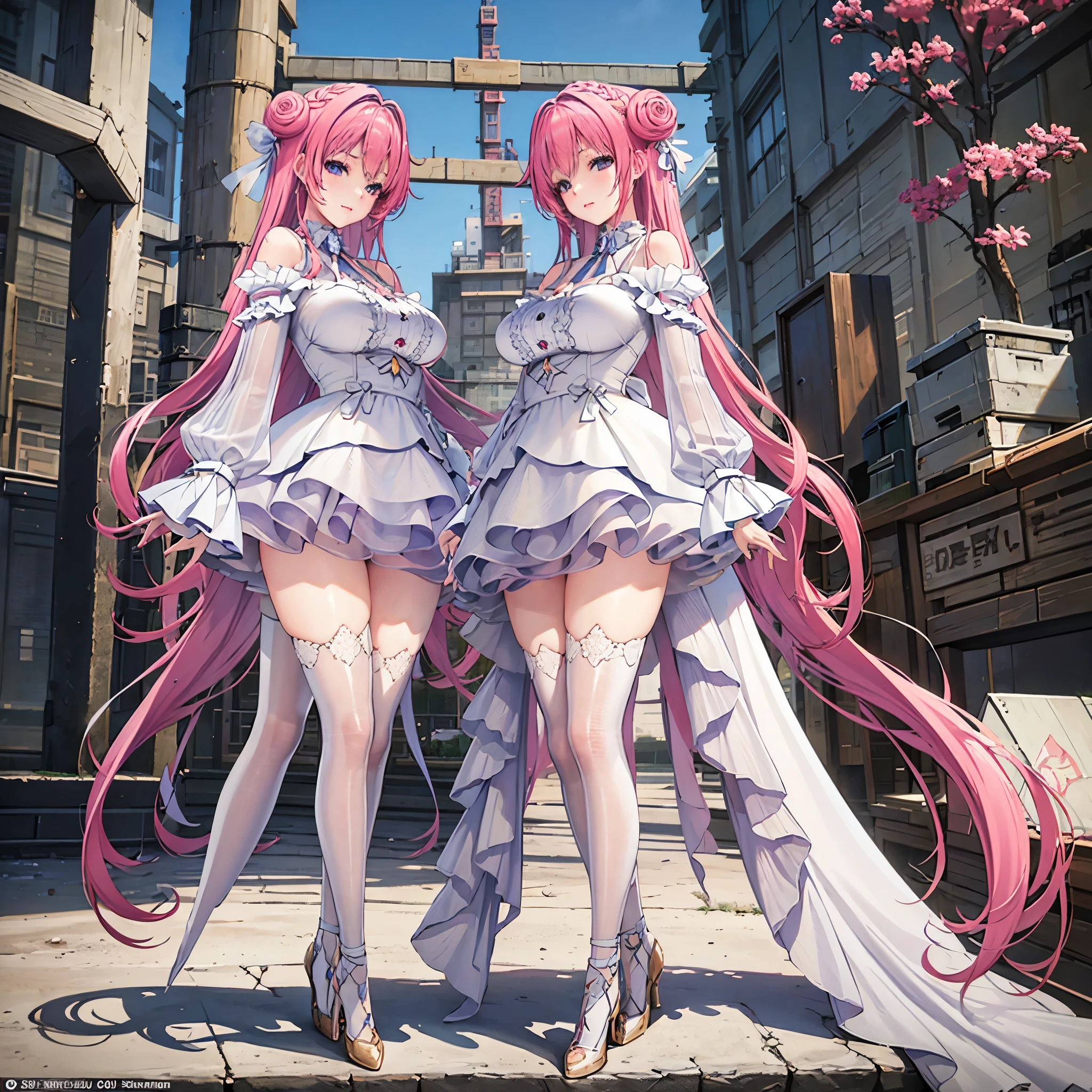 anime girl with pink hair and white dress holding, 8k high quality detailed art, guweiz, cute anime waifu in a nice dress, pixiv contest winner, pixiv style, guweiz on pixiv artstation, trending on artstation pixiv, pixiv 3dcg