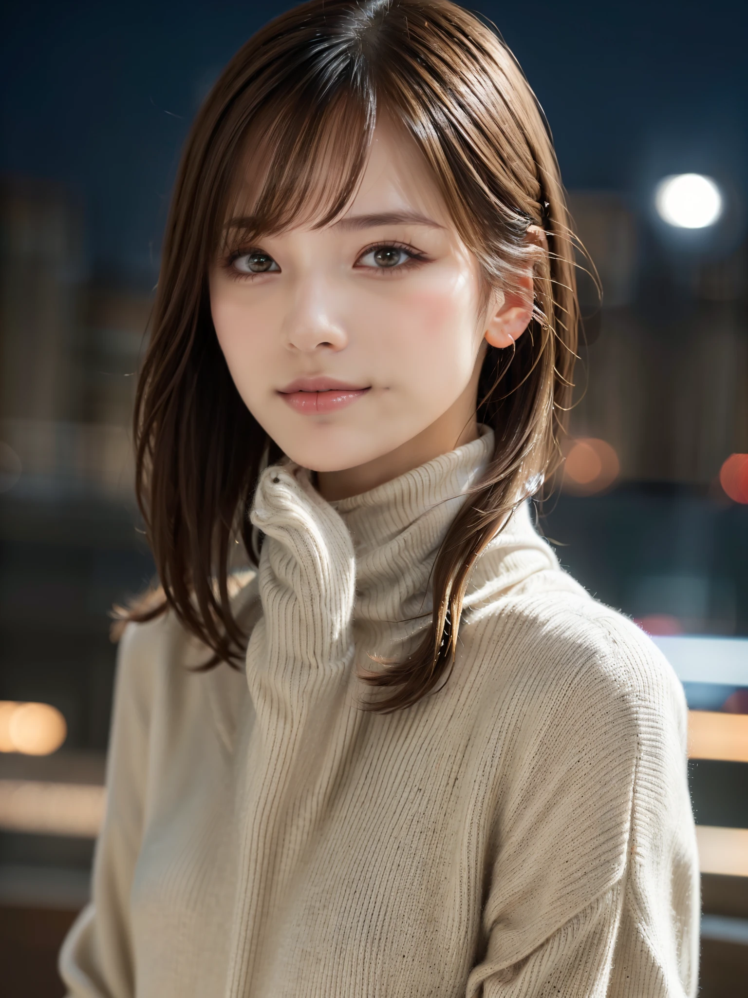 pureerosface_v1:0.3, best quality, photorealistic, 8k, high res, full color, 1girl, woman, 20 years old woman, (closed mouth:1.43), (skindentation), (portrait:0.6), trees, park bench, daylight, ((park background:1.52)), full color, ((necksweater:1.68)), looking at viewer:1.8, (1girl eyes looking at viewer:1.55), (medium-length hair, brownhair, partedbangs:1.45), (bokeh), <lora:AAV-riri:0.7>