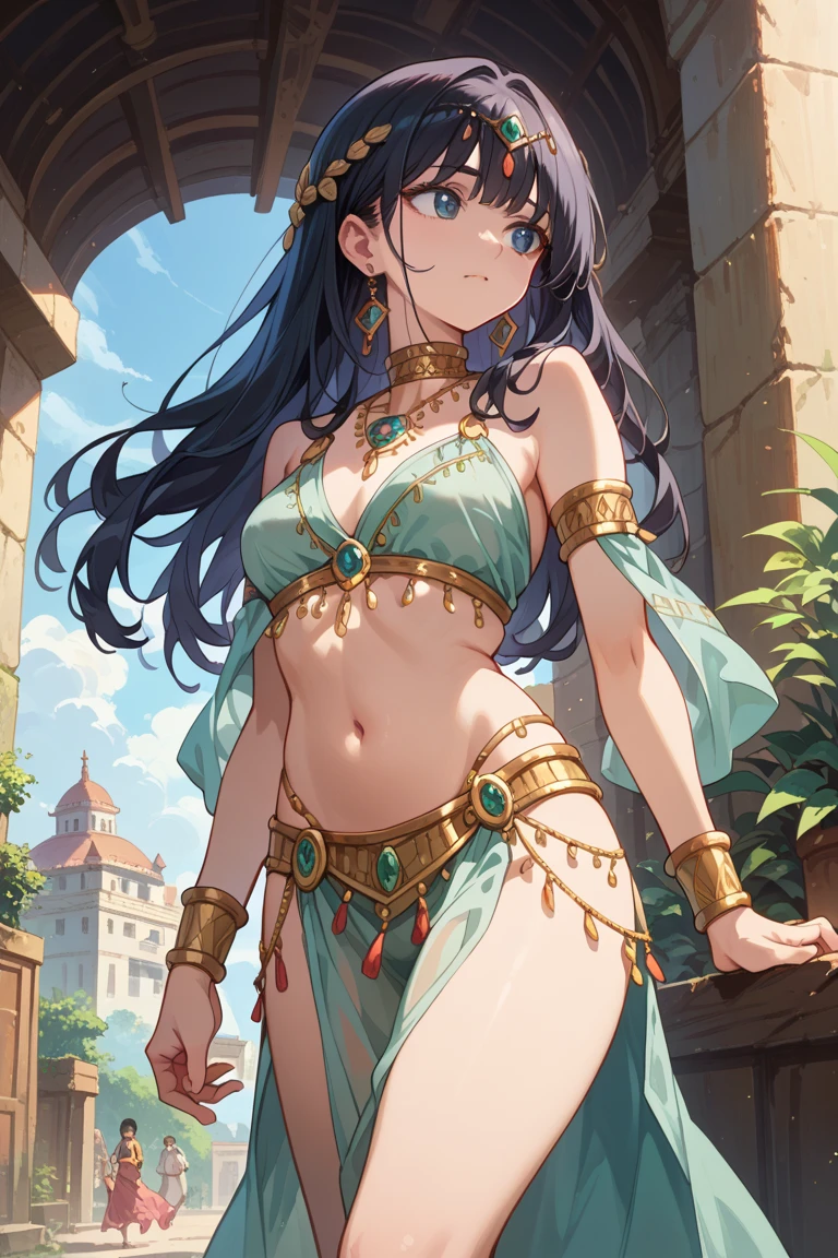 1girl, solo,smile,looking at viewer,bellydancer,veil,dark skin,, masterpiece, best quality:1.4,high quality, detailed,