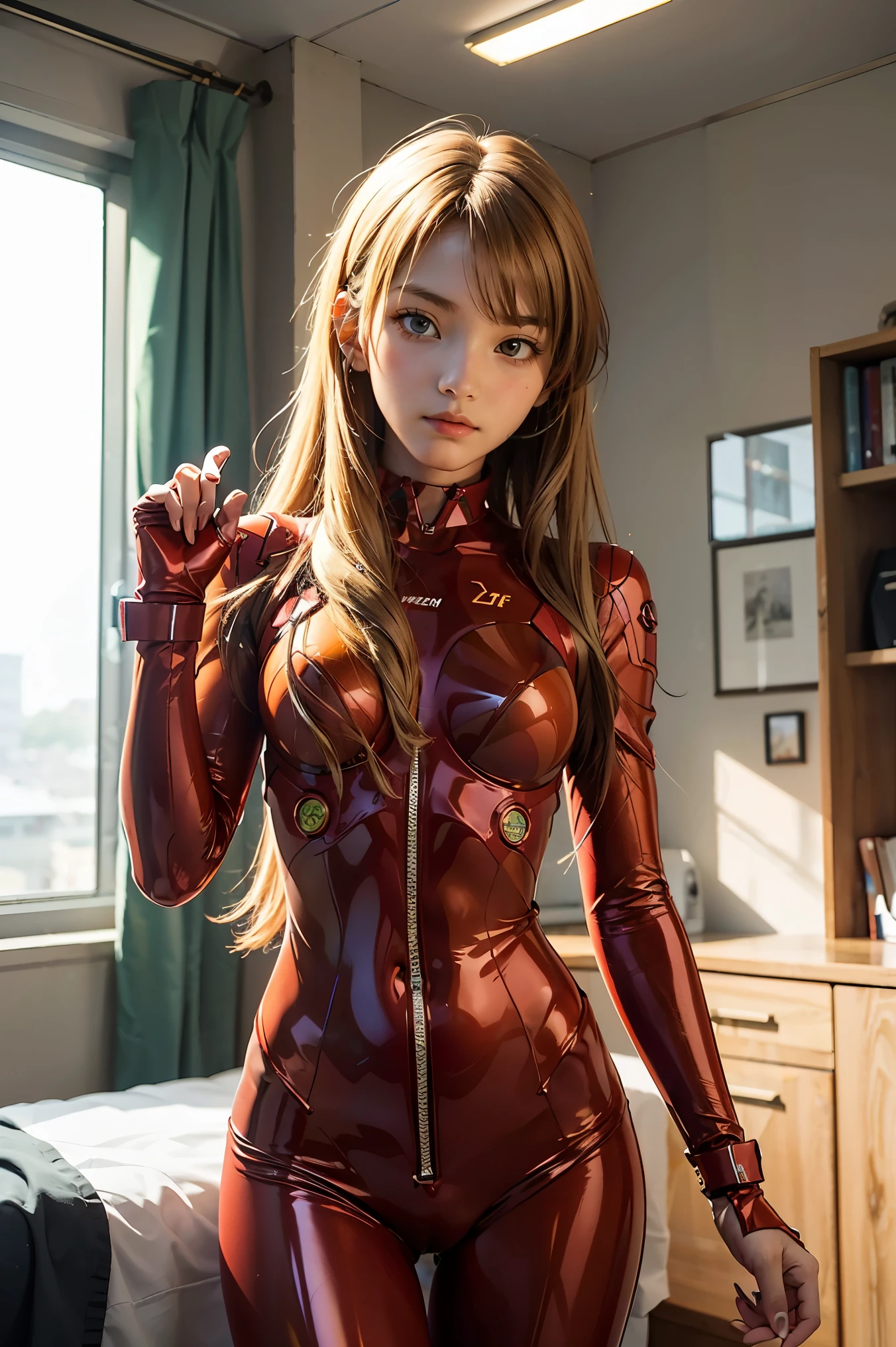 A cute woman (age 25, sexy Iron Man armor) is in the role of super hero Iron Man. She is saving Bangkok in the daytime, heroic struggle, good vs evil
