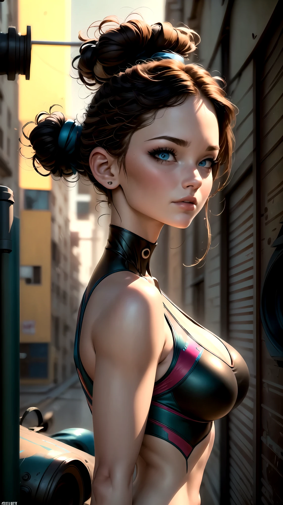 a beautiful woman with medium length hair, wearing a cap, in a cyberpunk style outfit with short clothing, (best quality,4k,8k,highres,masterpiece:1.2),ultra-detailed,(realistic,photorealistic,photo-realistic:1.37),detailed face, beautiful detailed eyes, beautiful detailed lips, extremely detailed face and eyes, long eyelashes, cyberpunk, science fiction, futuristic, neon lights, gritty, moody atmosphere, vibrant colors, dramatic lighting