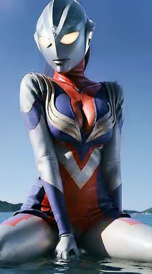 ultraman, girl at the gym, toned, fit, brown hair, braided hair, hair, Photography of beautiful woman, stunning woman, smiling, gorgeous eyes, high detailed, high quality photography, Nikon, canon, 4k, ((beautiful face)), ((detailed eyes)), make up, make-up, makeup, blush, realistic photography, photorealistic portrait, highly detailed, (masterpiece, best quality, highly detailed), , shirtless, topless, blue gear, full figure, ((developed thighs)), thin waist, narrow waist