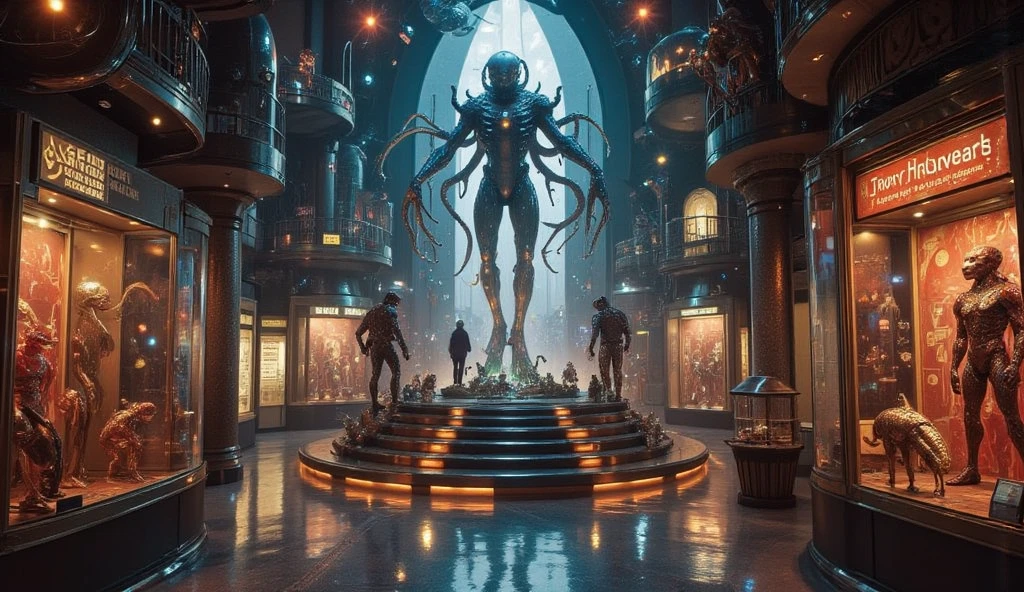 Venom and a Japanese Samurai、genetic research institute。There is a large glass cylinder used for scientific experiments。They are each contained in a cylinder。