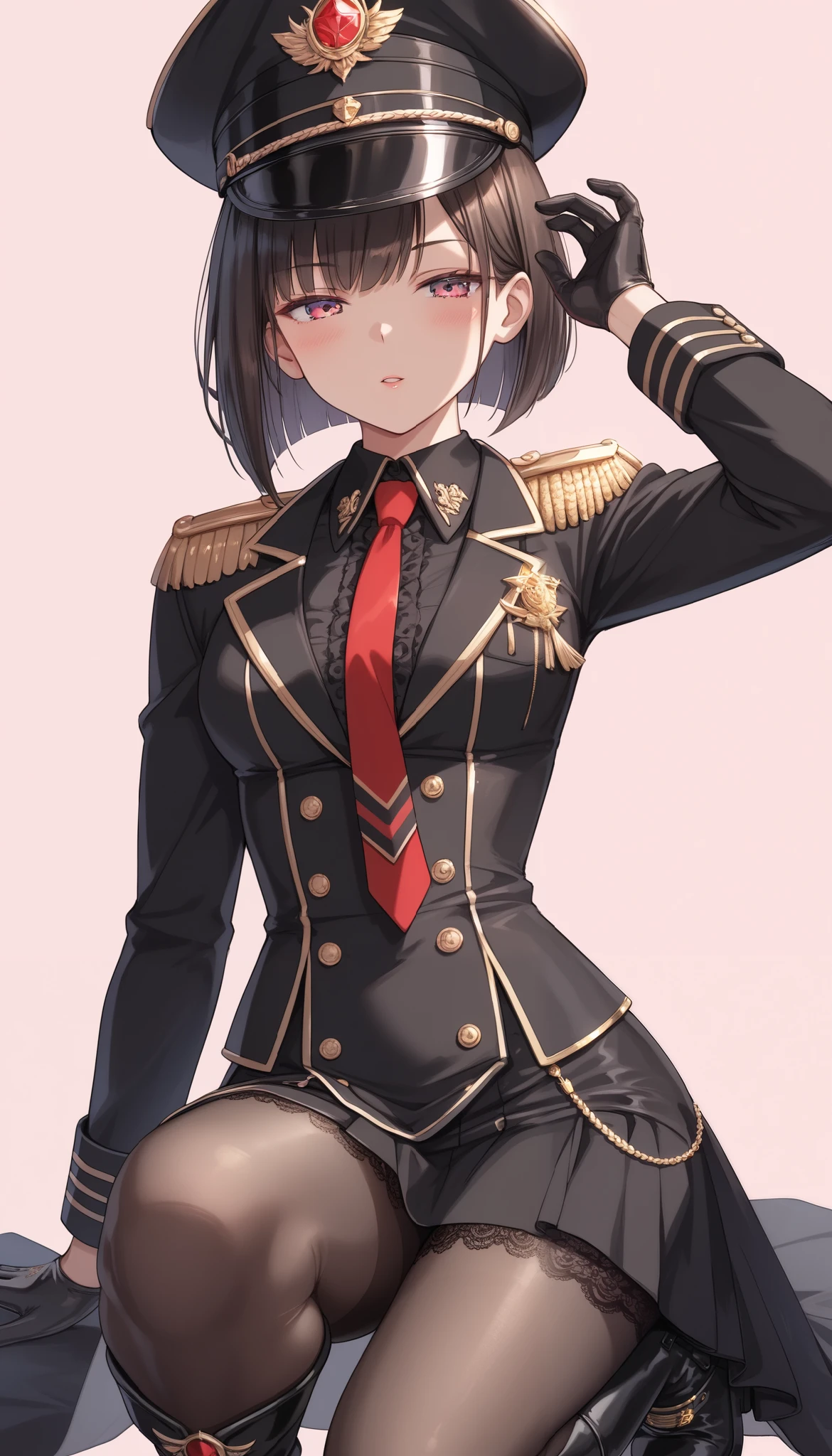 Military Uniform, Black Hair, Breast, Military Cap, Sword
