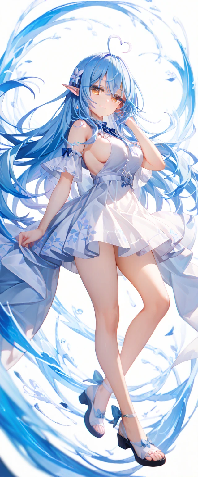 (Masterpiece, Side Light, Fine Eyes: 1.2), (Ultra Fine, High Resolution: 1.2), Beautiful Girl, White and Blue Theme,