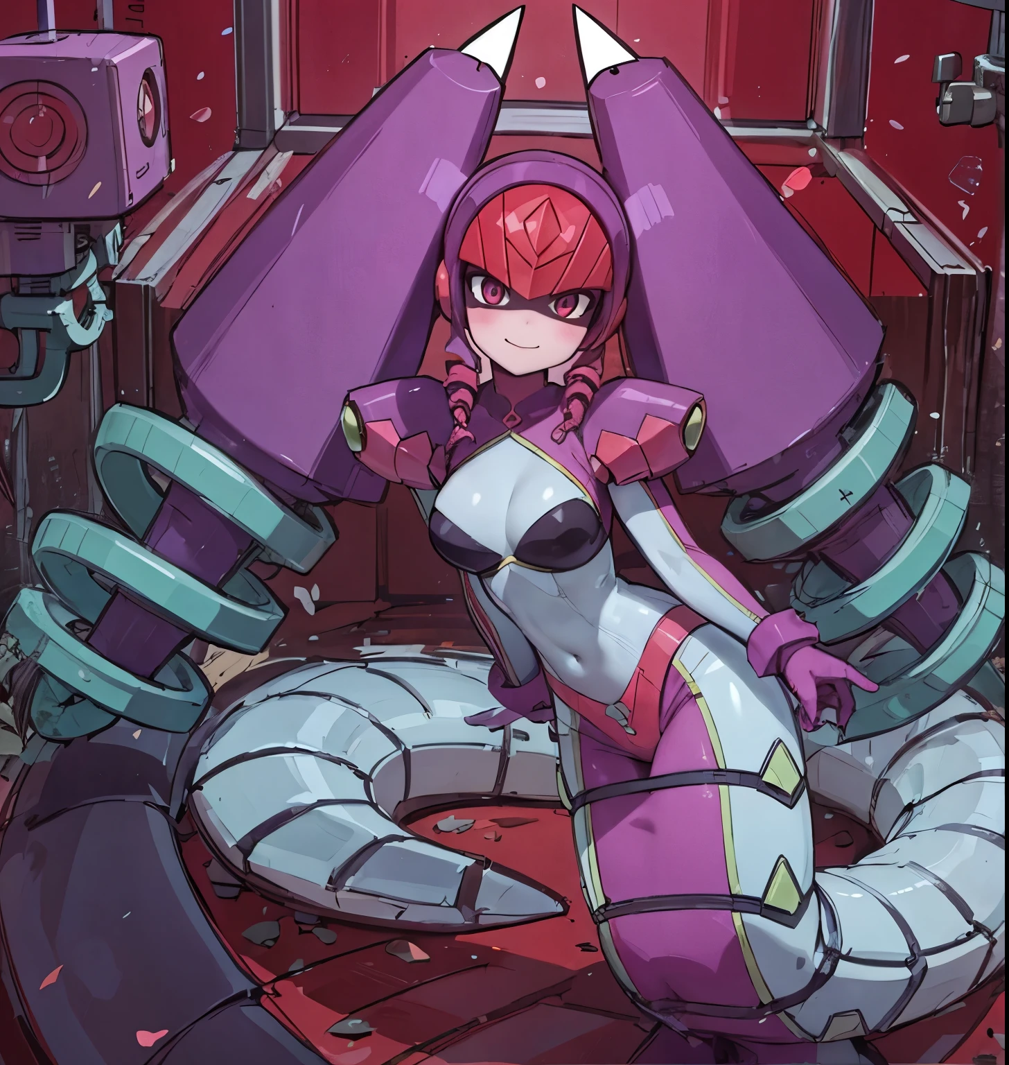 twintails,twin drills, bodysuit, helmet ,Lamia