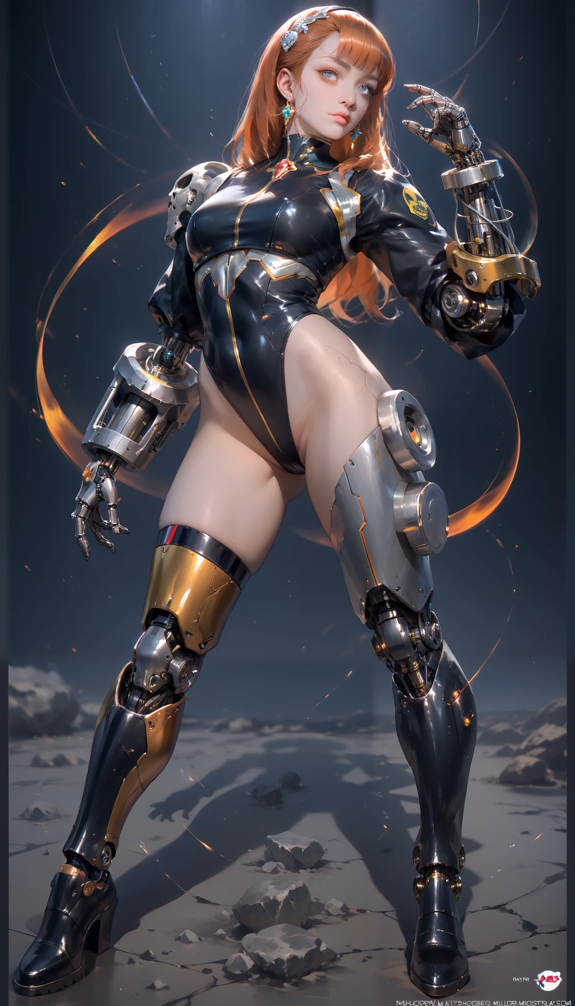 Masterpiece, top quality, high detailed, detailed face, bright eyes, outdoors, blur background, dynamic poses, dynamic angle, from front,standing, (full body), (huge breasts), mch1