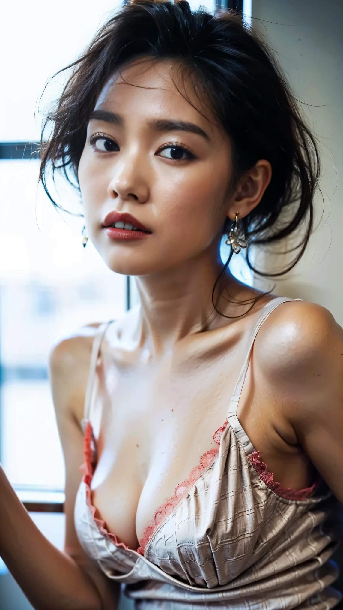 beautiful detailed eyes, beautiful detailed lips, extremely detailed eyes and face, long eyelashes, 1girl, sexy body, small round breasts, floral motif bra and panties, kitchen interior, window light, warm color palette, photorealistic, (best quality,4k,8k,highres,masterpiece:1.2),ultra-detailed,(realistic,photorealistic,photo-realistic:1.37),HDR,UHD,studio lighting,ultra-fine painting,sharp focus,physically-based rendering,extreme detail description,professional,vivid colors,bokeh,portrait
