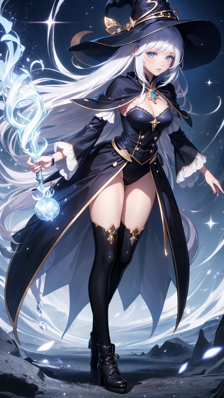 a girl，black skin，Large cape and hood，mystery，Multiple arms