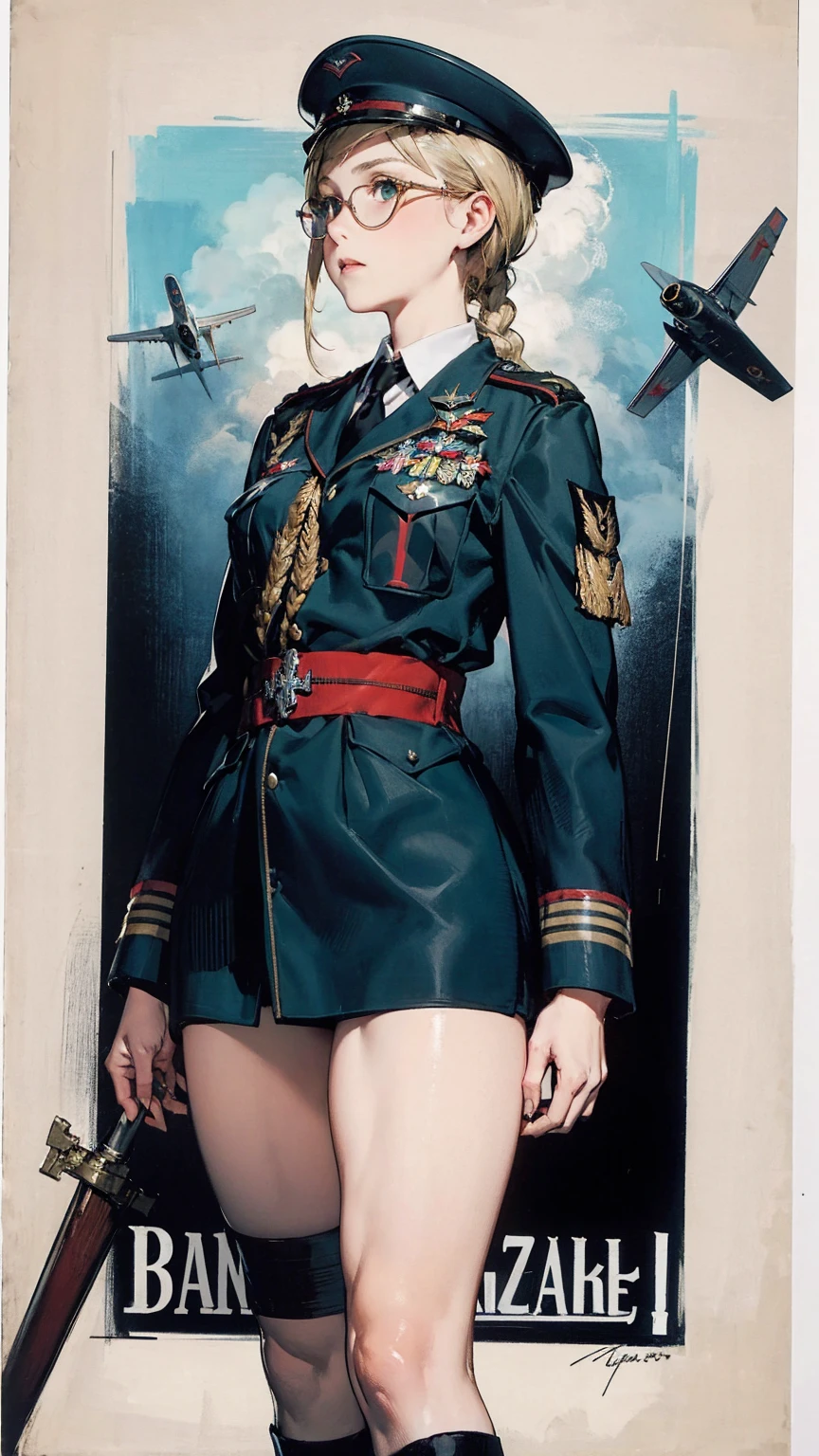 Beautiful woman in insanely intricate Military Inspired Outfit