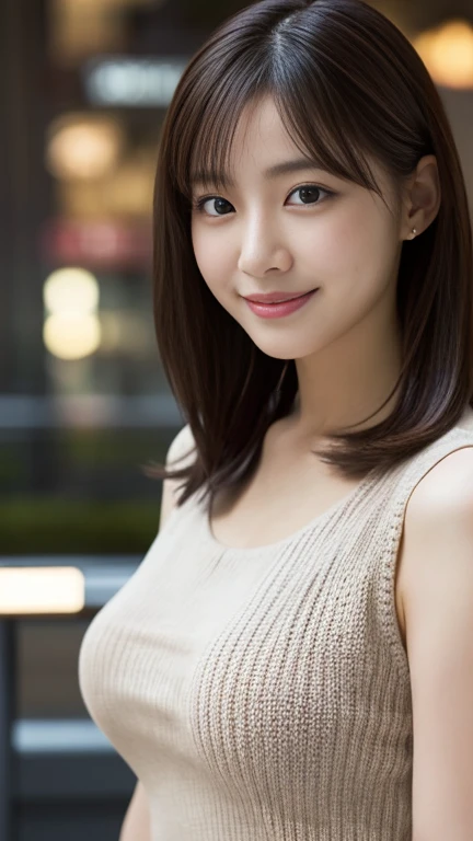masterpiece,best quality,(Japanese ),((Beautiful girl)),cleavage,(perfect body beauty:1.2),(shy smile),beautiful teeth,(Shibuya scramble crossing),