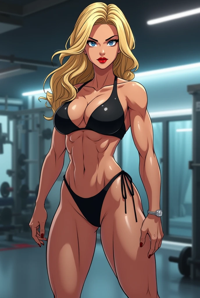 gorgeous bodybuilder girl in peak conditioning, flexing in a double biceps pose, she weighs 260 lbs and has a body fat percentage of 1%, extremely shredded, insanely muscular, powerful ripped pecs, pectorals, ripped muscular pectorals, female, gorgeous face, insanely muscular and sculpted physique. naked super muscular, gorgeous, blonde, white, tanned, jacked, huge, insanely ripped lean girl with hard nipple and long midriff and tiny waist and 10-pack abs, flat stomach, shredded abs, sculpted shoulders, best quality, solo, seductive smile, best quality, extremely detailed