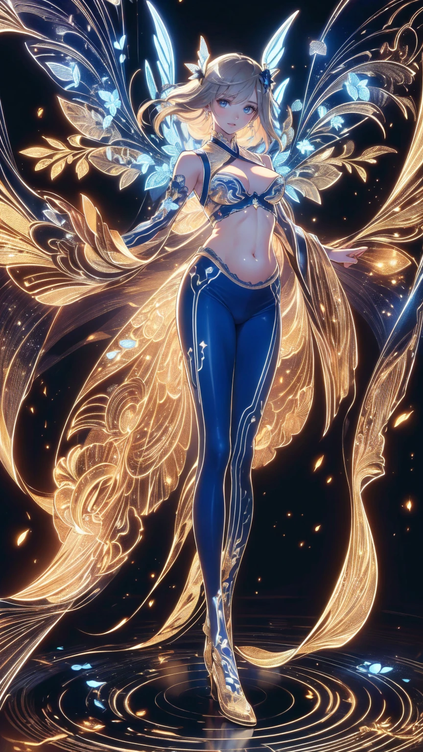 score_9, score_8_up, score_7_up, woman, black skin, intricate, gold trim, fringe, wings, otherworldly, ceremonial outfit, Crystaline Peaks, snake, vibrant, high contrast, (atmospheric perspective:1.4) d4rk01l