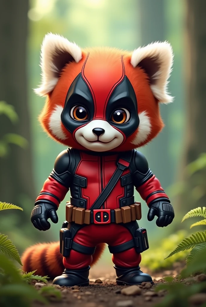 Baby Red Panda , disguised as Deadpool