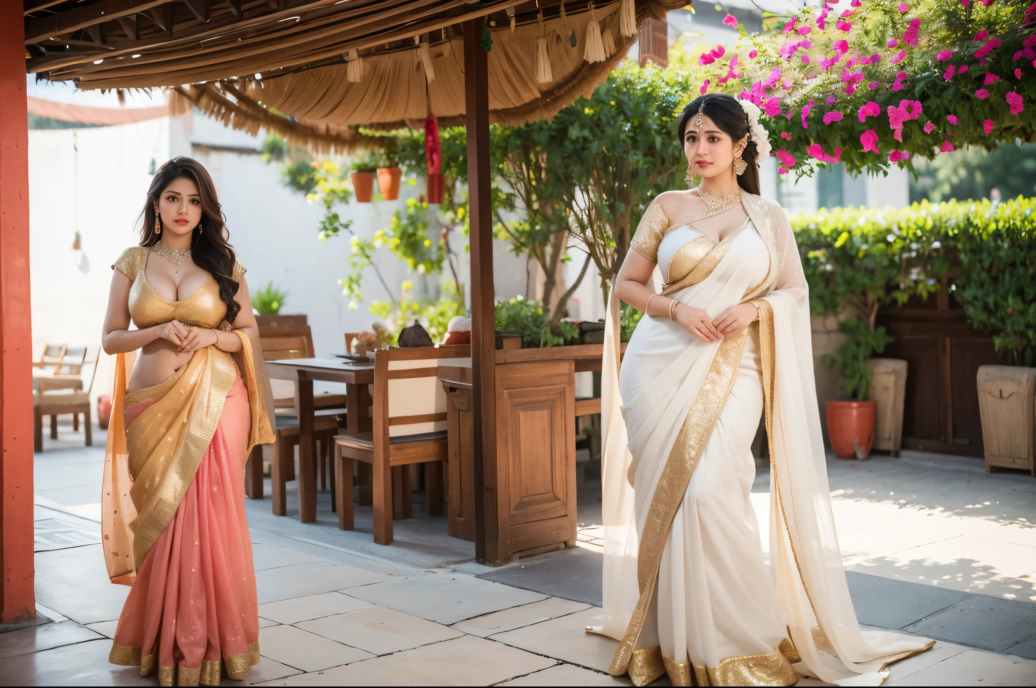 (((8k))), ((best quality)), ((masterpiece)), ((very high detailed)), ((very high detailed fantasy of ultra sexual Tara Sutaria getting married in a royal Hindu wedding ceremony wearing very sexy saree with beautiful pastel colors )), ((beautiful pastel coloured wedding sarees:1.5)), (three 34 year old ultra sexual angelic horny and incredibly gorgeous supermodel mothers walking towards the camera)), ((danish and Norwegian mixed)), (((seductive smile))), (thin waist), ((slutty make up)), ((bright crimson lips)), ((diamond covered bridal vale)), ((in a Hindu bridal march)), ((walking towards the camera)), ((must have sparkling diamonds waist chain)), ((perfect belly button)), ((diamond belly button piercing)), (((varying facial features))), ((very sexualised)) (very long silver hair), ((sparkling white diamond crowns)), ((naked vagina exposed)), (erotic voluptuous bodies), ((silver glistening pale skin)), ((thigh gap:1.3)), ((sparkling Diamond thigh highs)), ((sparkling white diamonds waist chains)), ((sparkling white diamonds very long neck chains)), ((all white church)), ((all white interiors)), ((ultra realistic)), ((real life)), ((high resolution)), ((ultra realistic)