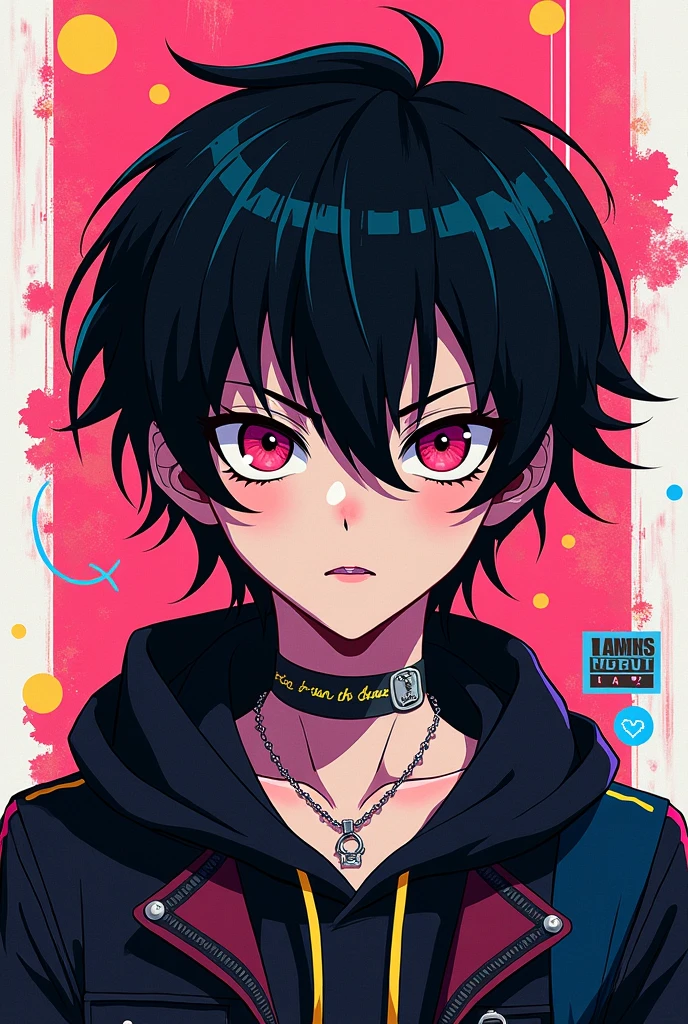 I think it's a bit like Scott Pilgrim that the character is a boy with black hair and who wears a Kei visual style and that his eyes are black and that he's white 