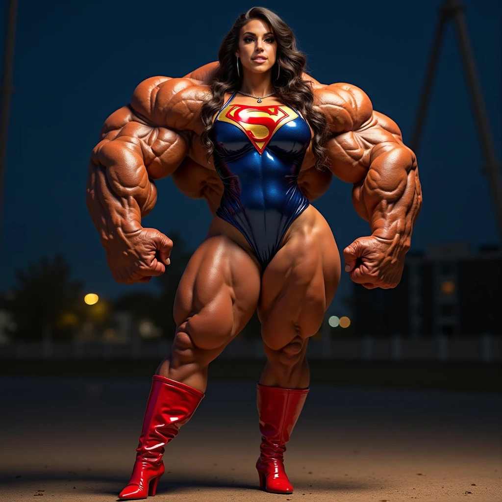 ((Masterpiece)), ((Best Quality)), ((Solo)), ((alone)), ((1girl)), ((((Massive Female Bodybuilder:1.4)))), ((((Huge breasts:1.4)))), (wide hips), (huge muscular ass), (((NSFW))), long and curly dark brown hair, portrait, looking at viewer, (full body:1.2), mischievous eyes, (warm summer castle theme), sorceress, charlatan, smirk, mysterious, walking in courtyard, revealing ((dark red)) sexy sorcerer attire, magic energy, transparent red fabric, white trim, (slim waist), (wide hips), (long legs), medieval (castle exterior) background, dark mysterious lighting, shadows, magical atmosphere, dutch angle