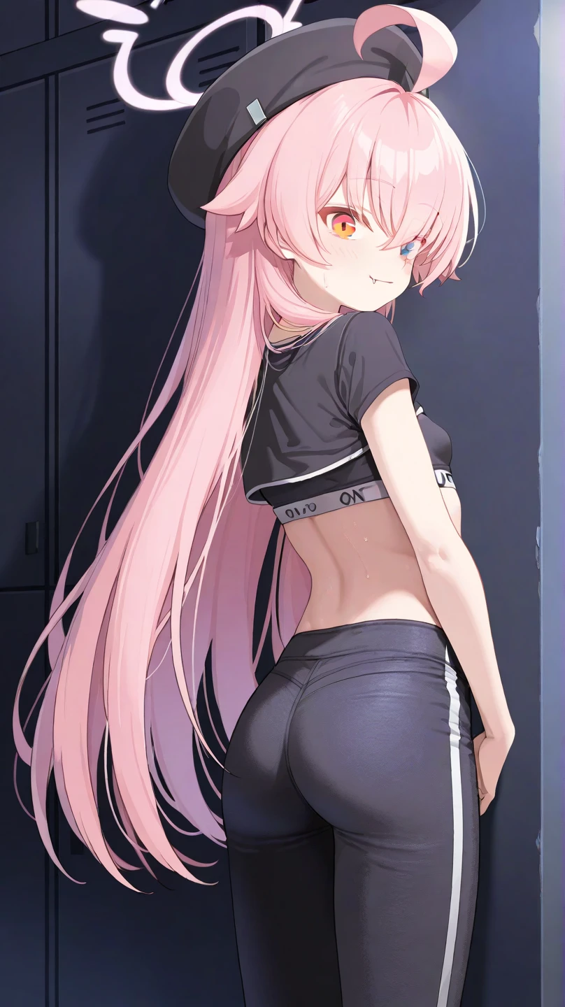 1 girl, long pastel pink hair, crystal eyes, wearing number 11 baseball jersey with name Floryn, black shorts, absurd, high resolution, ultra-clear, 8K, masterpiece, back to back, not looking back