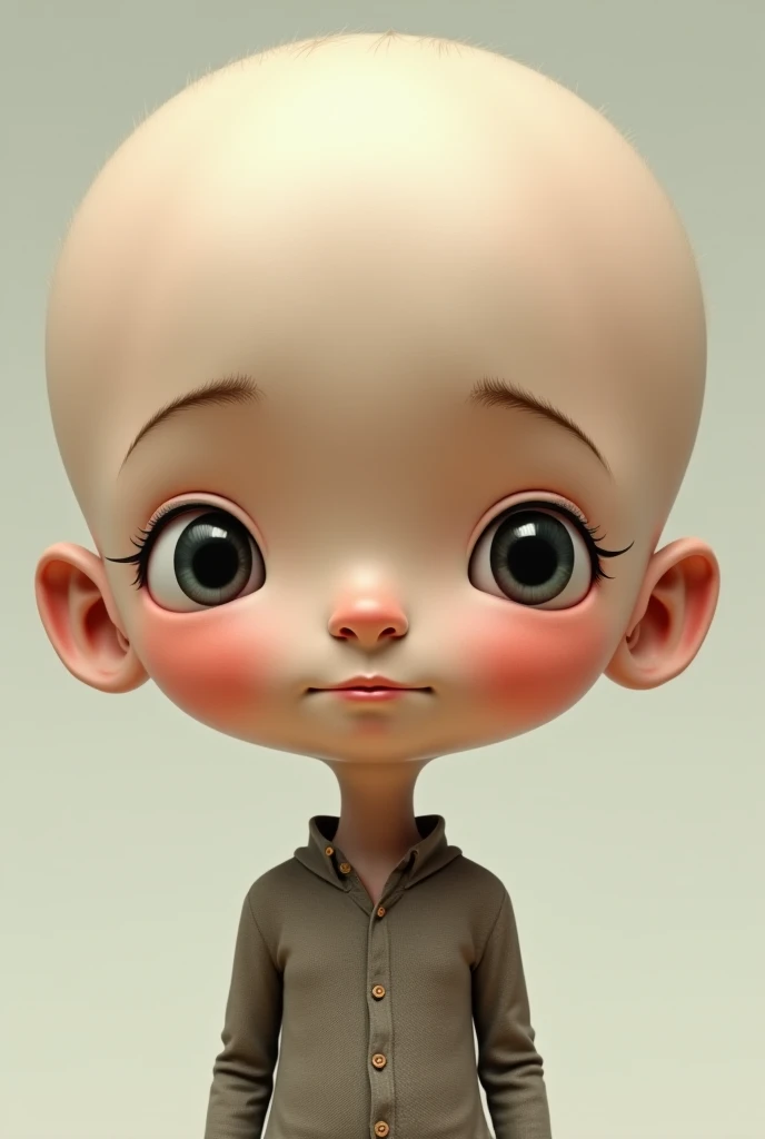 Boy with giant forehead and miniature face

