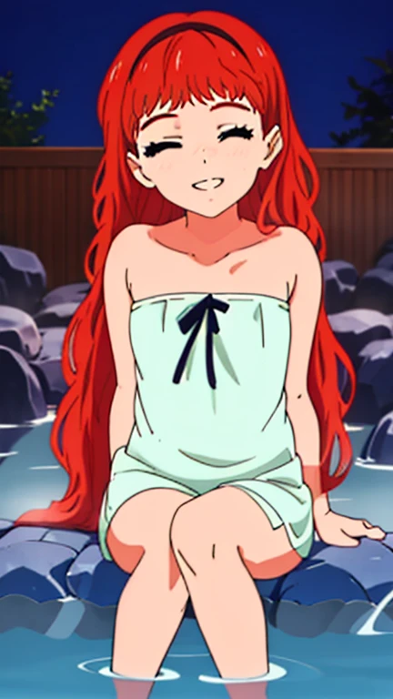 lina inverse、Detailed Description、high resolution、One Girl、Tan、Small face、Thin legs、Small waist、Orange Hair、long hair、(Flat Chest)、(blush)、Troubled face、Screaming、Completely naked、Nipples are visible、Large hot spring、belly button、With legs apart、M-shaped legs