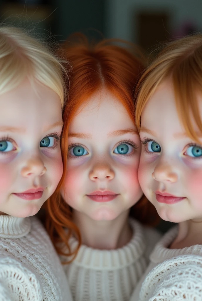 three girls with long red hair and red wigs posing for a picture, red glowing hair, orange glowing hair, long glowing red hair, infrared hair, red hair girl, orange skin and long fiery hair, hair like fire, red hair and attractive features, long fire hair, long orange hair, perfect android girl family, by Bernardino Mei, fiery red hair