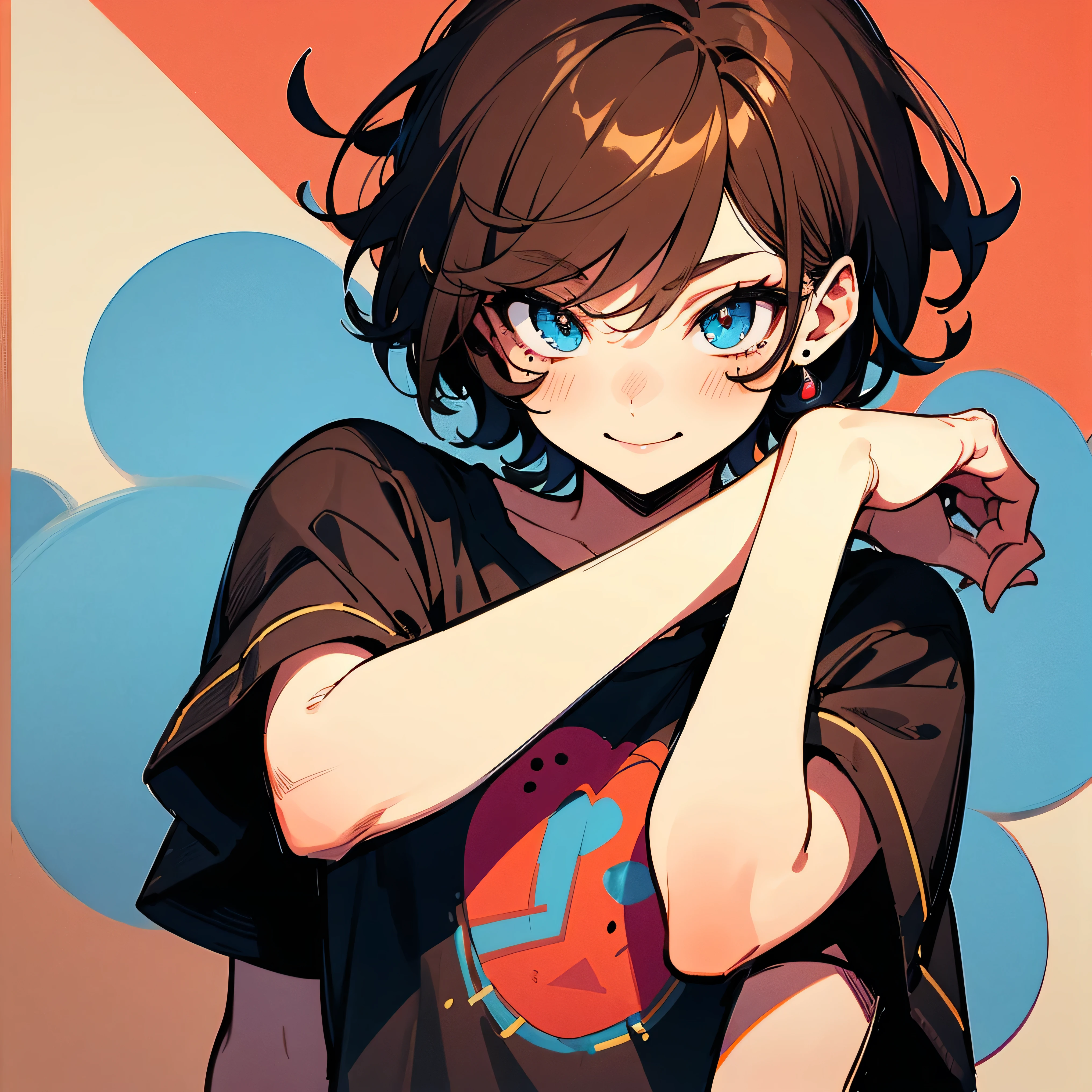 1 male. Teenager. Short straight flowing chestnut hair. Hoodie. Young. Bedroom. Gay. Comic book style. Ultra detailed. Happy. Young. Bed.