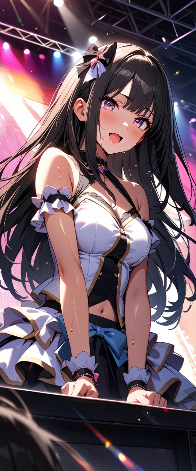 Highest quality, Super Fine, 16K, Very detailed, delicate and dynamic, cute woman, Baby Face,Black Hair, Pink Eyes, Detailed eyes, sauce_anime, Attention to detail, hair ornaments, Small breasts,Light Blue Bra, Light blue panties, Both sides up,smile、Young characteristics, View your viewers, (White Background:1.3),Long sleeve,Fluffy sleeves, Fluffy hair、Elementary school girl, Put your hands on your face, Barrette、Black Stockings,Are standing, underwear,(mixed wrestling:1.3),、Teenage Girl、belly button、skirt、cute、Beautiful illustrations, Highest quality, cute女の子,beautiful girl、Clear Face、 Half Girl、pastel colour ,blonde、Black Hair、smile、blush、にこやかなsmile、Thighs、Devil girl and angel girl、(Two Girls:1.1)、Fantasy、Fantasy、Perfect hands、Five fingers、Facing each other、(Two Girlsが私たちを攻撃しています:1.1)