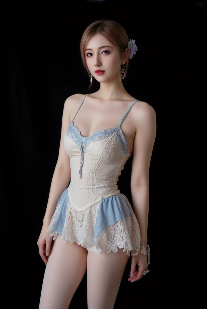 ((masterpiece:1.4)、(Highest quality:1.4)、(Realistic:1.7))、Masseter muscle area:1.4、(Top-notch rendering:1.4)、(steampunk:1.4)、((One Girl:1.4))、(Wear a harness that fits your body:1.4)、(Costumes that accentuate beautiful breasts:1.4)、19 years old、(((7 lifespan)))、(Perfect female body:1.4)、Perfect Proportions:1.4、Portrait of a girl、(Are standing:1.4)、(Full body photo:1.4)、slender little buttocks, Beautiful feet, Thin legs, (((Lolita style lingerie))), (corset and garter belt)、Transparent Panty House, ((Elbow Handbags))、The beauty of the leg lines, Small breasts、(繊細in美しい顔),、Detailed eyes、Beautiful and attractive eyes、Beautiful Eyes、Tight waist、Beautiful feet、RAW Photos、Red lips、(Tierra:1.4、choker:1.4、necklace:1.4、Earrings:1.4)、1 Screen Display、(bangs)、(Beautiful Japanese Girl:1.5)、(Detailed face、blue eyes:1.2)、Huge breasts:1.5、(skirt:1.0)、(Red Boots)、(ニューヨークの高層ビルの屋上in)、(inith the full moon at my back),(Angle from below)、(in S.debt.in.:1.2),(Wicked Smile)