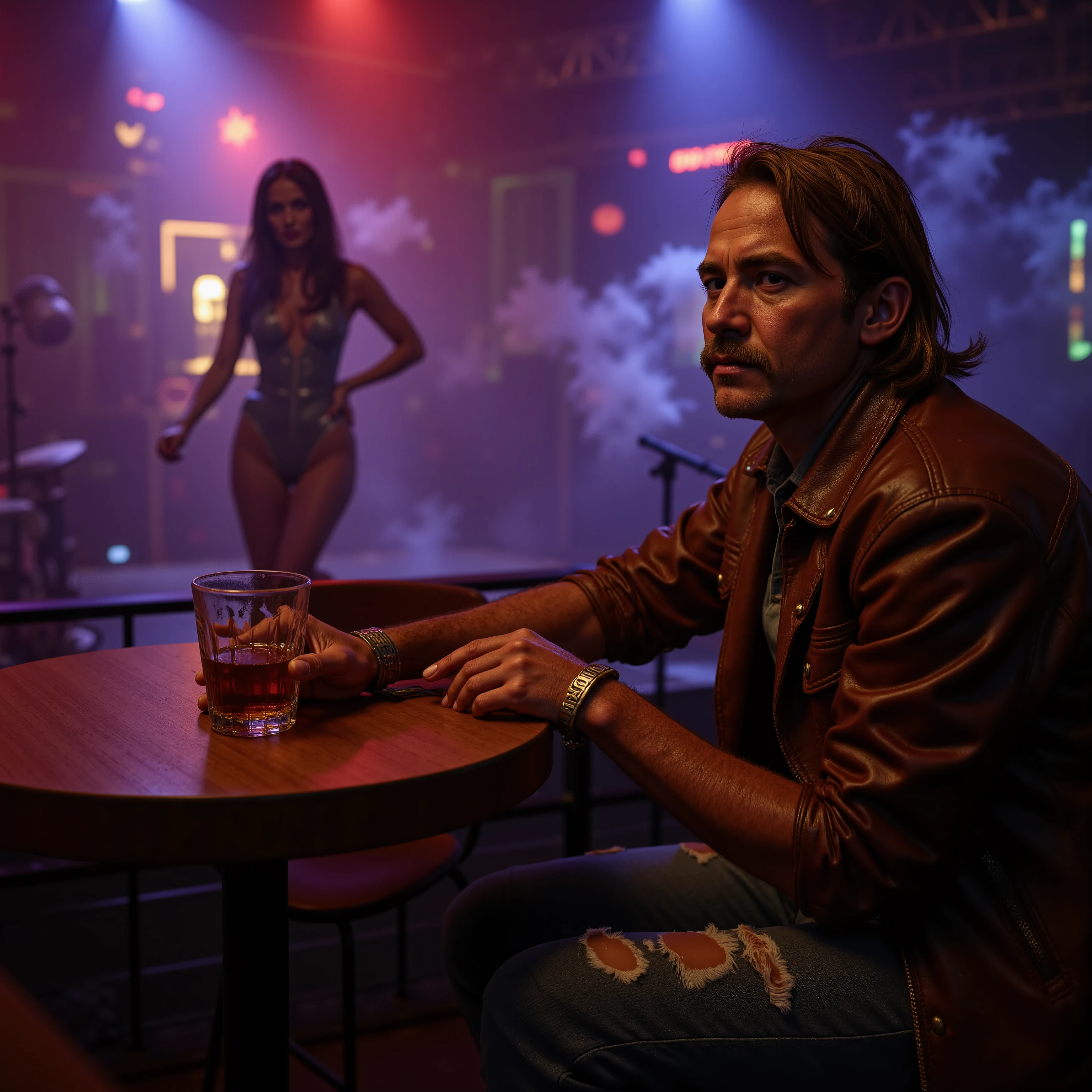 Drunk Cowboy drinking whiskey and enjoying a striptease in Reno