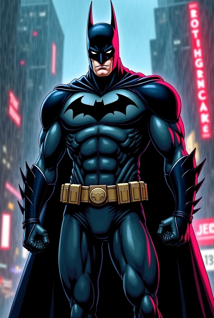 We can cartoon Batman Make it look like the dark Knight suit, Christian Bale