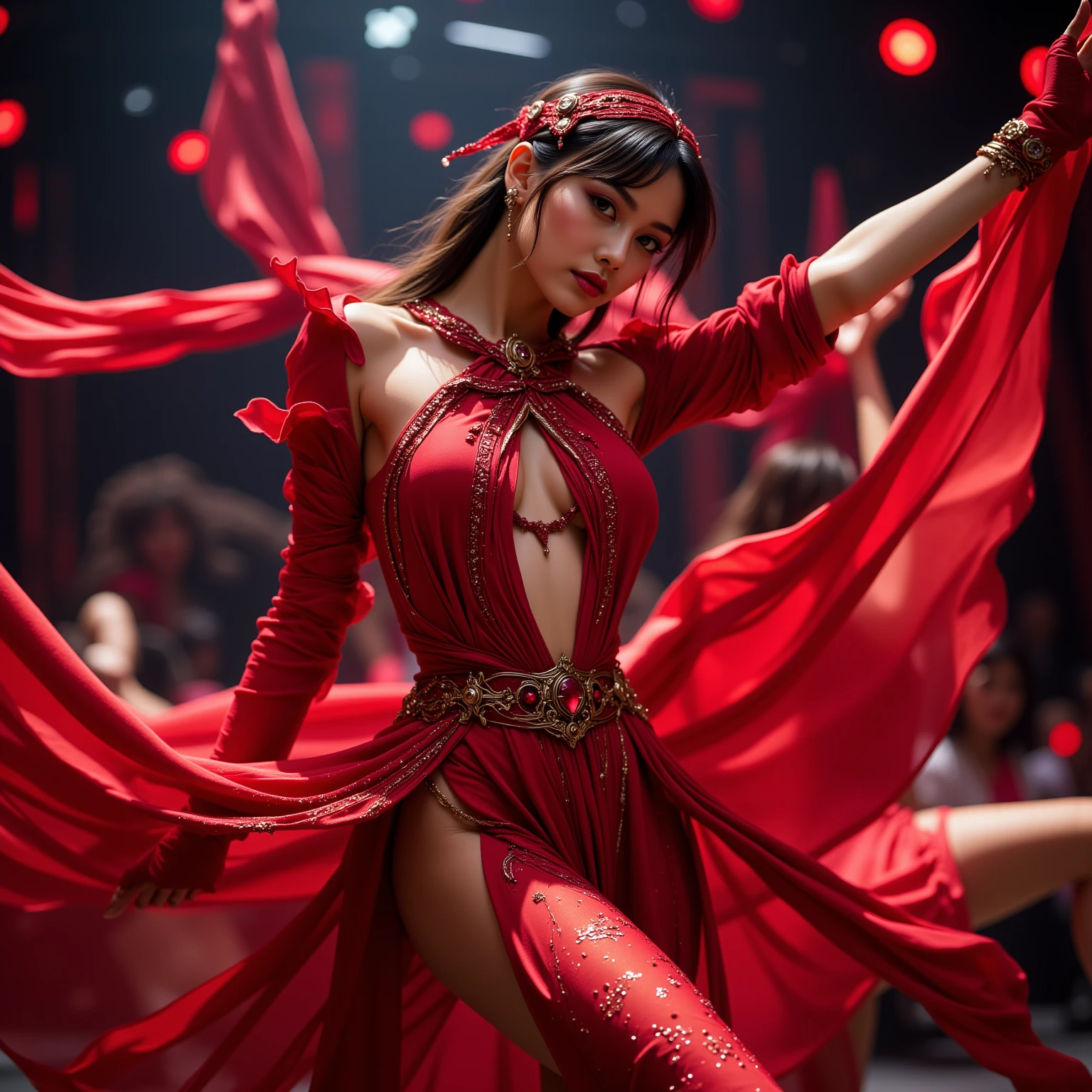The Victoria's Secret angel is half-dressed and wears an ultra-light sexy robe。The camera captures Victoria's Secret angels dancing above the water,The super sexy K-cup teardrop shape giant tit chest has a jelly-like soft elastic and oily real texture,The ultra-sexy body that makes Victoria's Secret angelic characteristics obvious is particularly irritating,The Victoria's Secret angel's huge colored eyes have dreamy pupils of fire,The small and delicate nose is delicate and straight, and the seductive little red lips make the face beautiful,The neck is slender like a swan, with smooth shoulders and beautiful collarbones,Slender and fair seductive arms gathered forward,Victoria's Secret Angel has an ergonomic and physiologically normal hand,A beautiful dance gesture is being made,Victoria's Secret angels wear fishnet gloves and cool manicures on their hands, and ornate jewelry rings around their slender fingers,The Victoria's Secret Angel makes an elegant and beautiful sultry appearance,Stretch the body with a gourd shape without a trace of excess flesh,Victoria's Secret Angel has a funnel shape that accentuates the sexy waist and waist and abdomen, and a delicate vest line,Sexy hip leg line charming and elegant,White thin feet showing toes,The colorful hair of the Victoria's Secret Angel is topped by a halo crown,Tattoos with gorgeous colorful patterns on the sexy body,Trinkets and jewelry dot the whole body of Victoria's Secret angels,Victoria's Secret angels occasionally wear ornate glasses,Behind it are the starry rivers with beautiful and spectacular scenery, the brilliant auroras, meteors, the stormy sky rising from the bright moon,The distant mountains and snow tops under the sky are the blue ice of the Hanhai Sea,Falling cherry blossoms surround Victoria's Secret angels,On the side is a neon ship far away from the hustle and bustle,These fantastic beauties unfold one by one behind the Victoria's Secret Angels,Making Victoria's Secret angels smile with joy giv