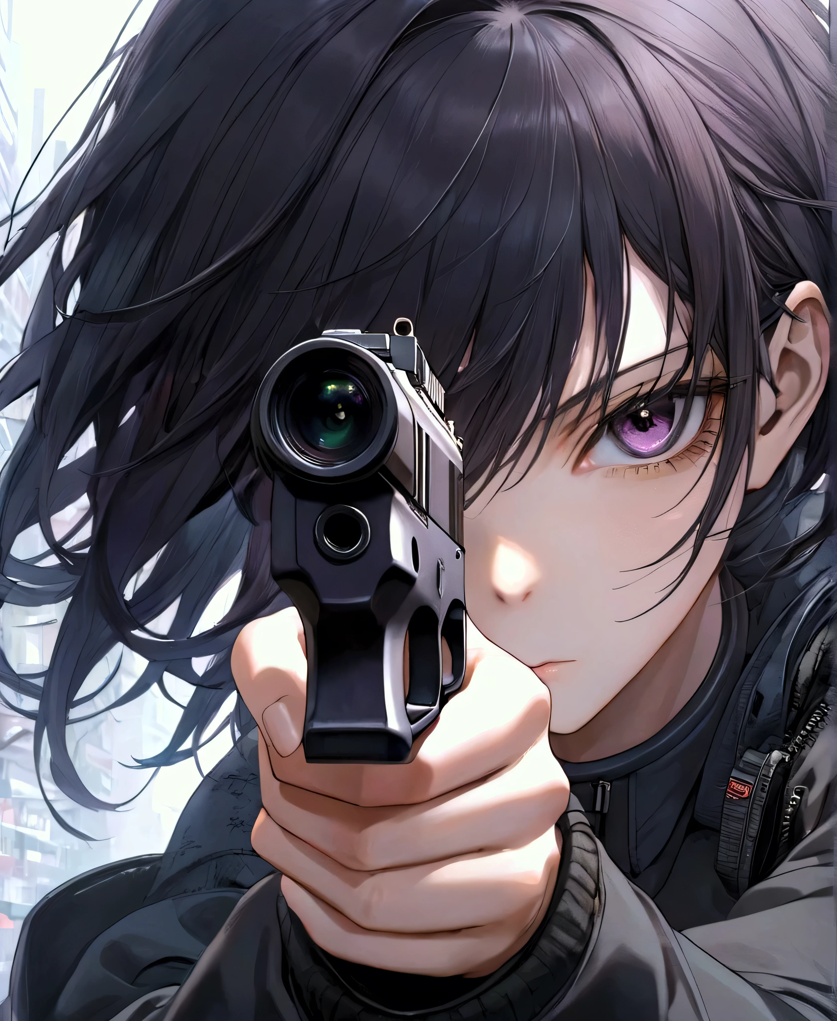 who is the heroine of Ghost in the Shell、I'm holding a gun and pointing it at the camera 。