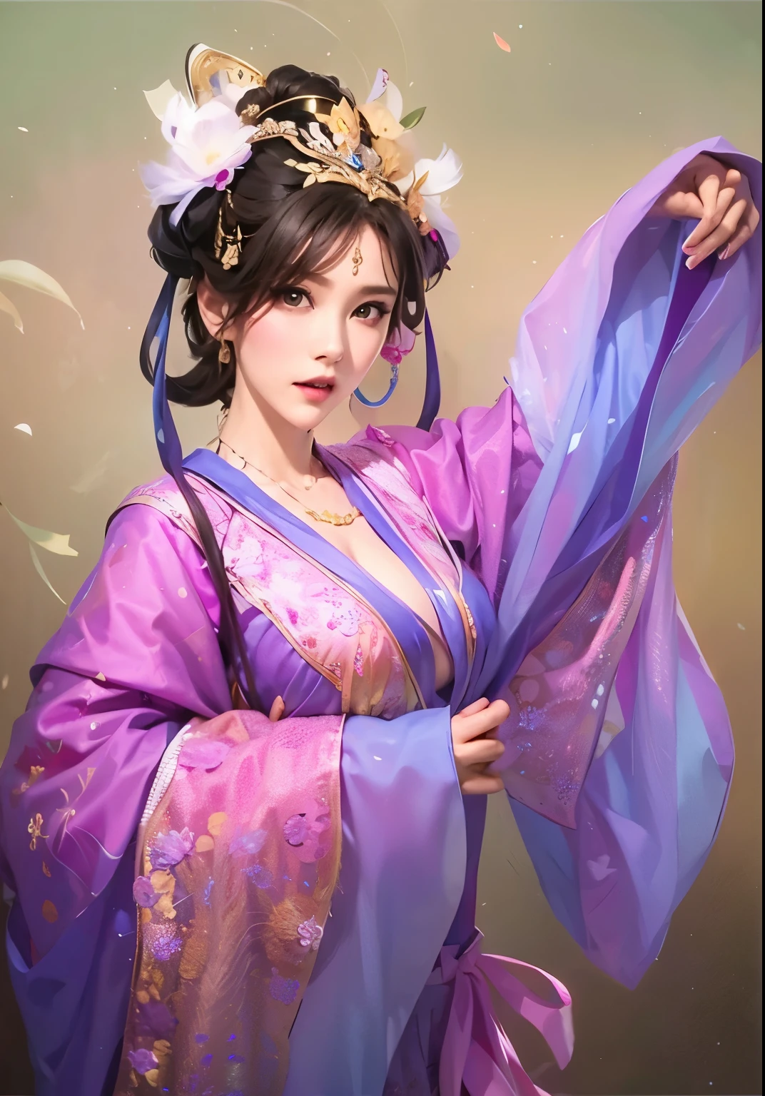 Beautiful woman , big boobs , big eyes that tear, exposure