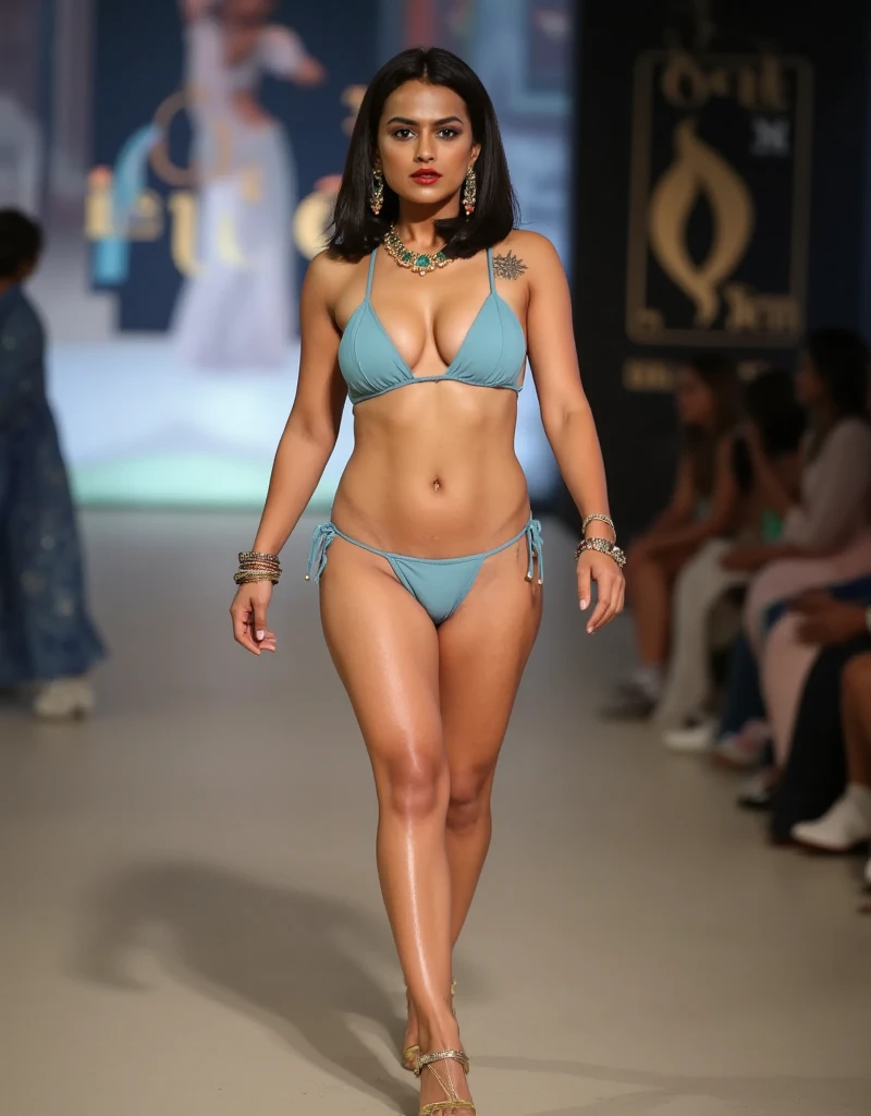 6 feet tall big breasted beautiful indian girl in bikini fashion show.