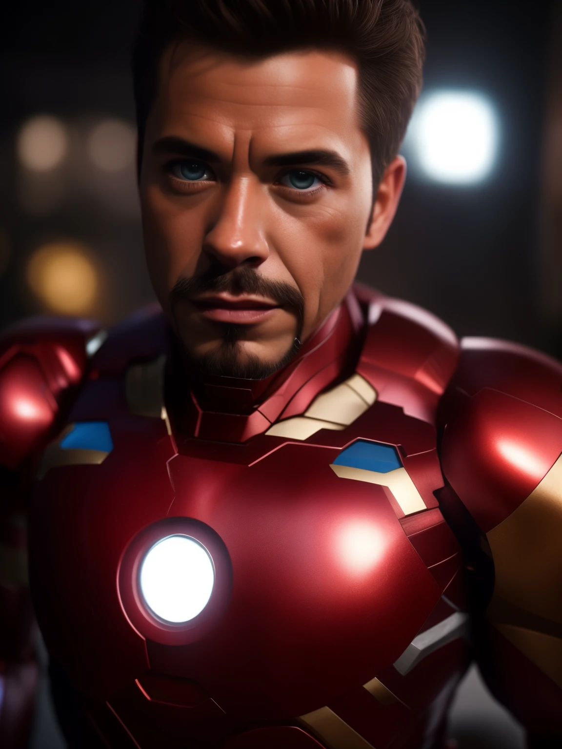 close-up a man ironman suit, russet hair, in a sci-fi lab, artstation, hdr, epic realistic, highly detailed