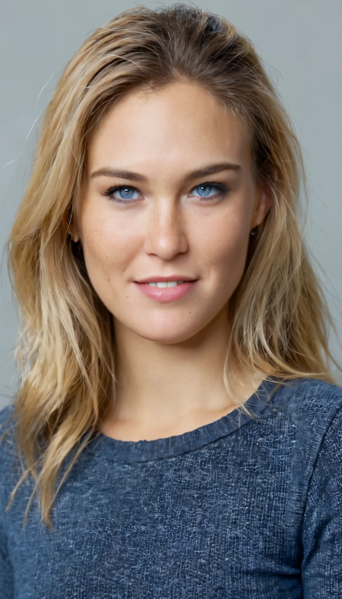 UHD; Photo; Masterpiece; Highly Detailed; Retina; Textured Skin: Best quality; freckles:1.3;stöhnen:5.0; dreamy blue eyes; long dirty blonde touped hair;perfect teeth; 30 Jahre alte nackte Bar Refaeli; supermodel posing