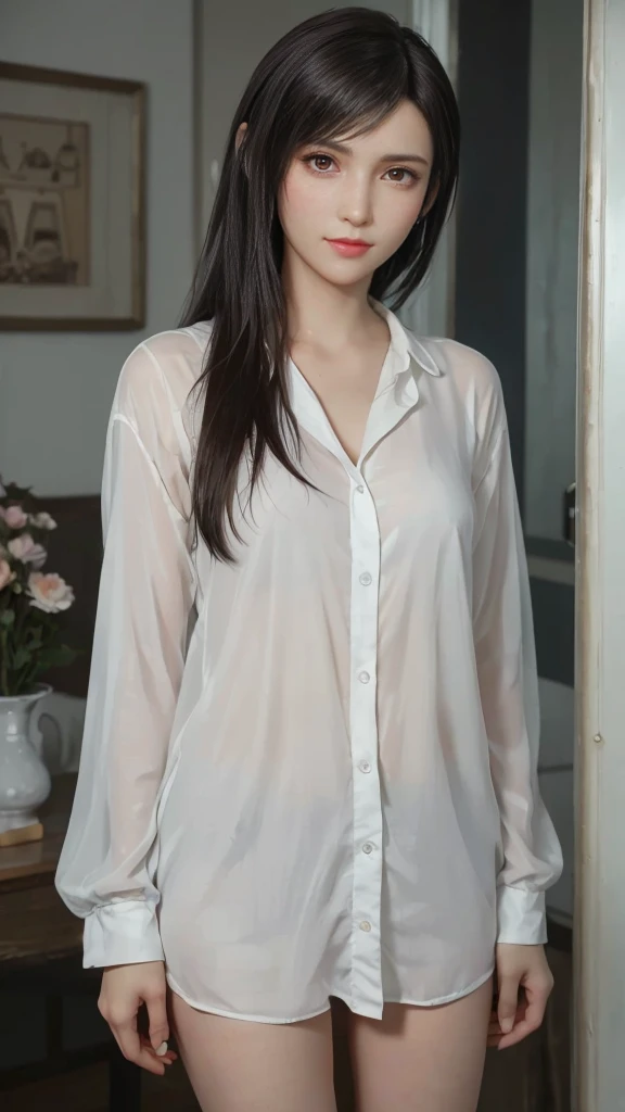 ((masterpiece, Best quality, a high resolution, ultra detailed),(beautiful and aesthetically pleasing:1.2), 1 woman, adult, perfect body, Wavy dark hair, hair pulled back into a beautiful ponytail, Detailed eyes and face, long oversized shirt, swimsuit, bikini, beach, sea, sand, Palm tree,whole body,((( beach at night))), (((dark image, dark background))), white over sized long sleeve buttoned shirt, Walking, sight seeing, ((huge rock formations))