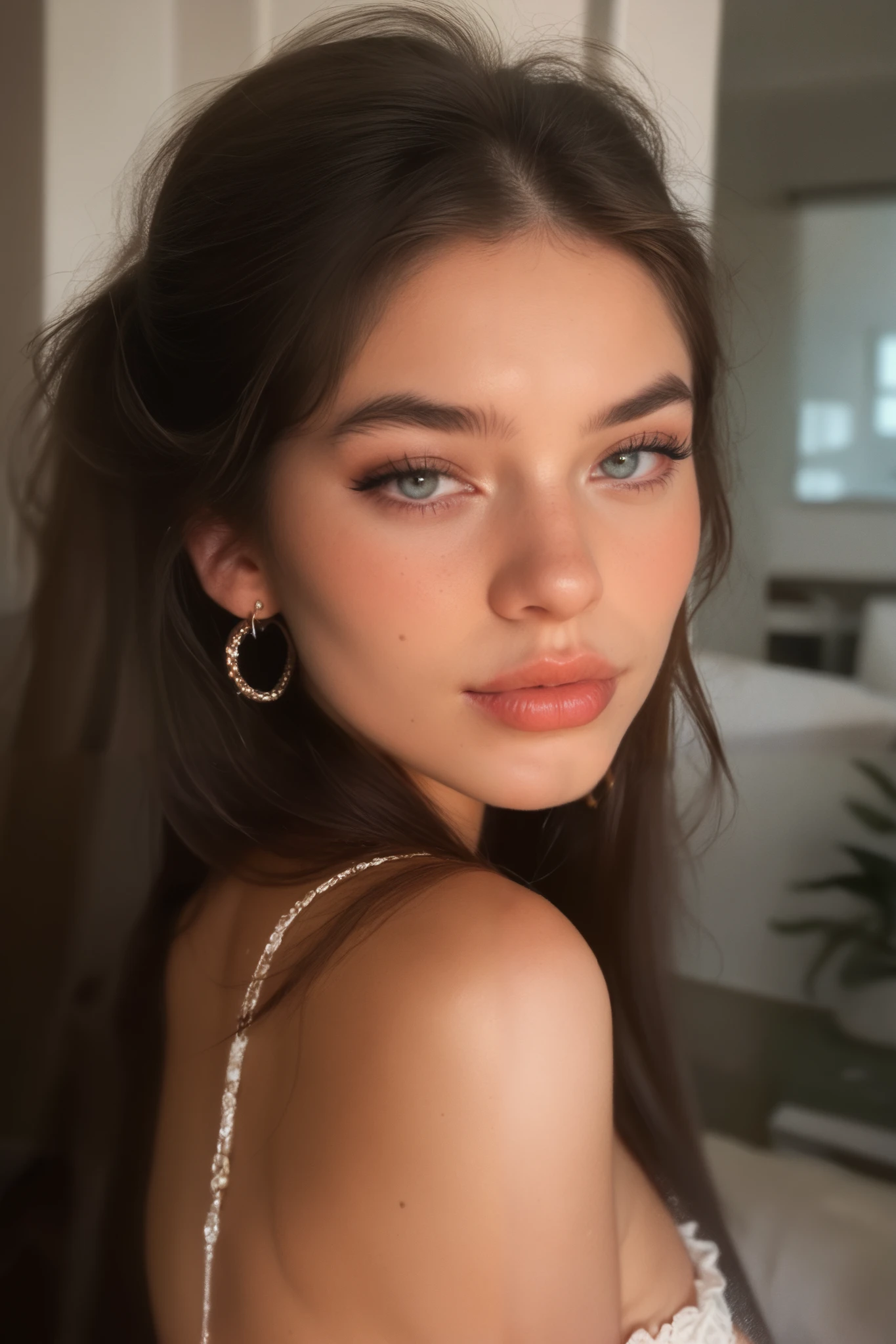 A woman based on the added image and make her very realistic 