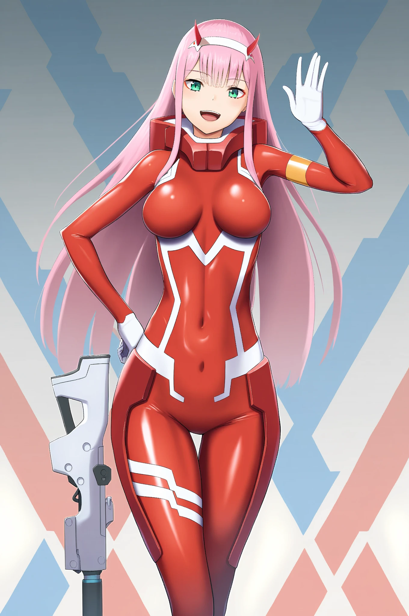 masterpiece, best quality, IncrsLowTier, electricity, glowing eyes zerotwo horns, hairband, necktie, red dress, pantyhose horns, hairband, red bodysuit, armlet, mecha horns, hairband, white bodysuit, white gloves, cap, red dress, white gloves, jacket on shoulders, pantyhose, cyber_armor body_suit,huge_breast, tall female, fulll body, sun light, smile,, sun aura,, boots, standing, smile, lips, red lips, fangs, sharpteeth,,{best quality}, {amazing quality} {best quality},{amazing quality},, {absurdres},{{highres}}, {very aesthetic}, {detailed}, curvy, tall, huge breast, character focus, white background,full-length portrait,
Waiting to start