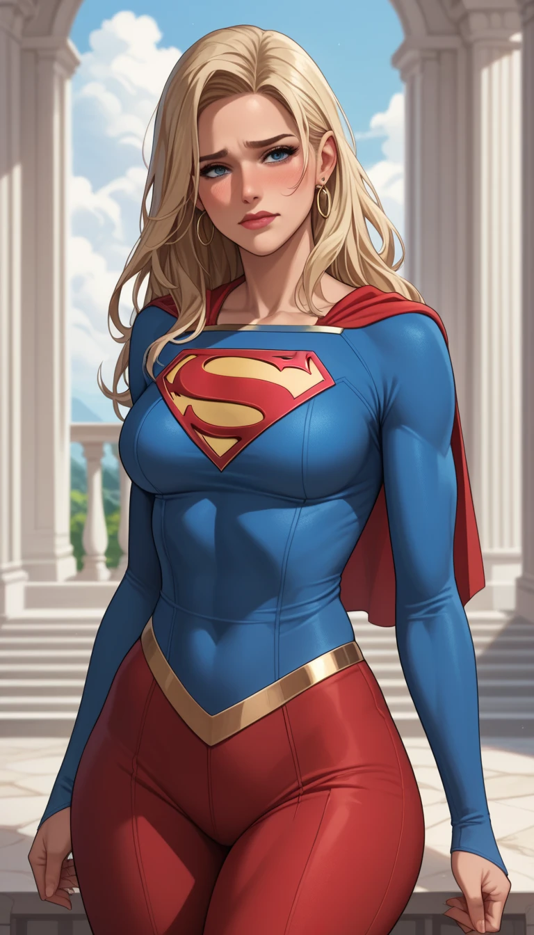 best quality, ultra-detailed, illustration, 1girl, "Create a comic book style 2D illustration of Supergirl. She should have blonde hair.