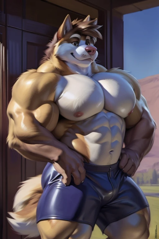 By Taran fiddler, a picture of an adult male, furry canine (golden retriever), black color jockstrap, golden retriever, dilf, rugged features, stubble beard, slight wrinkles on face, smiling, one man, naked, a naked golden retriever anthro taking off his jackstrap and showing his dick, cock and balls showing, flaccid penis, knot, completely naked, jockstrap falling down legs, one hand doing thumbs up, winking, facing viewer, plain living room in background, modern living room background, muted lighting, dynamic angle, dynamic posing, extreme close-up, zoomed in on crotch