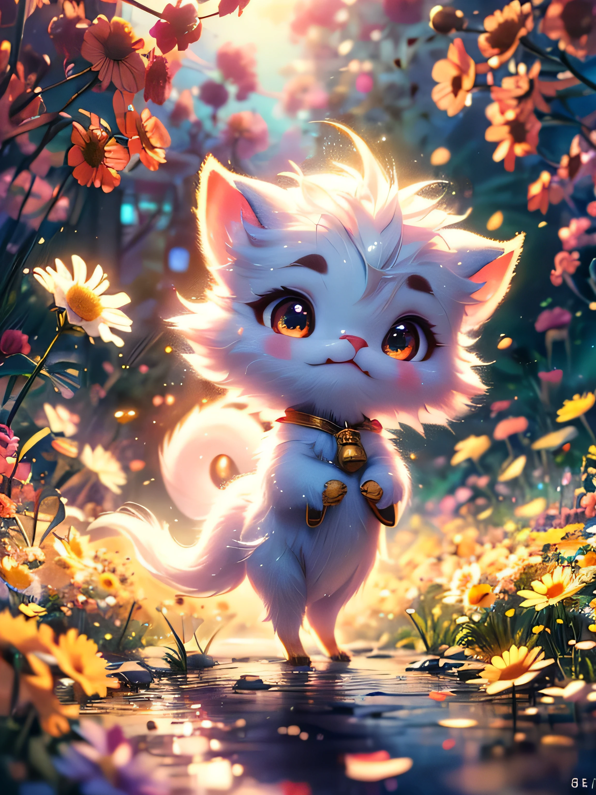 (Best Quality, Super Detail, Masterpiece, Representative Work, Official Art, Professional, Super Detail, 8k:1.3) (Photorealistic:1.2) Mystical plain in white dandelions. Very cute mythical graceful transparent anthropomorphic furry creature holds a lamp. thin arms, fragile thread legs. Natural Lighting, Soft Background, Photorealistic, Shining Eyes, Sharp Focus, Cute and Mischievous Look, Hint of Mischief, Dreamy Atmosphere, Delicate Details, Soft Volumetric Light, (Backlight:1.3), (Cinematic:1.2), Intricate Details, (ArtStation:1.3)