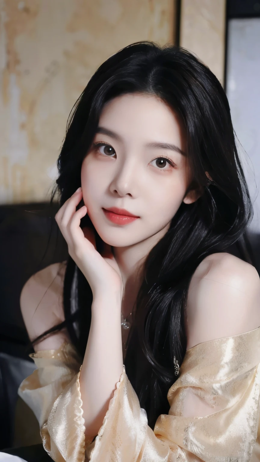 ((Masterpiece, RAW Photo, high quality, super detailed)), 1 girl, charming, photography, Practical, best quality, Delicate face,Delicate face,Perfect face, ((lying silkworm eyes)), shiny skin, (realistic, photo-realistic:1.3), casual outfit, sit on the modern cafe