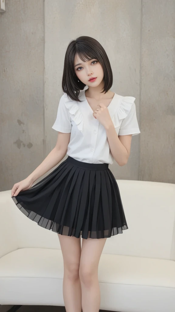 Group photo、((Layered Haircut)),（8k，Highest quality），Full Body Shot，Shot from medium distances，School classルーム，student，class，class，White open-collar shirt、Wear a JK skirt，Full body photo、 Adorable， smile， length, Brown Hair， 32k, masterpiece， Best image quality，Ultra-high resolution，Perfect hands，Black choker、blue eyes、bangs、Very profuse and very long eyelashes、uniform、 School、Summer clothes、((Big Breasts))