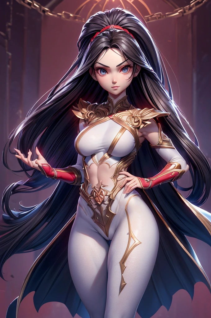 gorgeous vampire girl, very pale skin, very sparkling glowing eyes, evil look, black long hair, perfect small breasts, slim waist, voluptuous hips, fantasy, film grain, UHD, masterpiece, anatomically correct, super detail, best quality